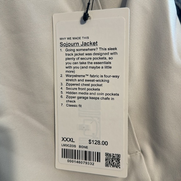 NWT Lululemon Men’s Sojourn Cream Full Zip Jacket - Picture 4 of 5